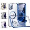 For iPhone 14 Pro Max Electro Plated Magnetic Charging TPU Gel Case With Camera Cover