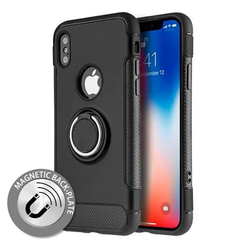 iphxmagback-4.jpg iPhone XS Max Hybrid Dual-Layer Armor Case With Magnetic Ring Stand - Image 1