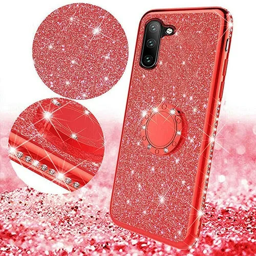 Samsung Galaxy Note 10 Ultra Thin Clear Gel Case With Diamond, Glitter & Ring - Image 3