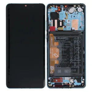 Genuine Huawei P30 Pro LCD Screen & Touch Digitiser With Frame & Battery - Aurora Blue