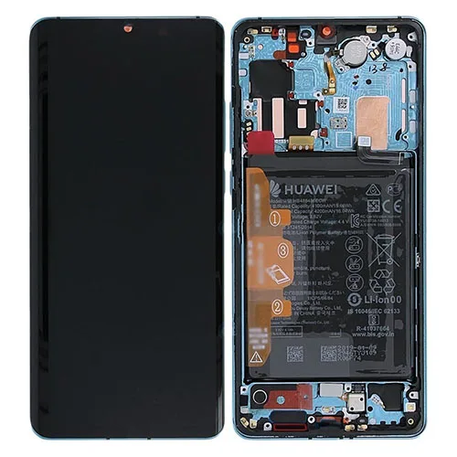 Genuine Huawei P30 Pro LCD Screen & Touch Digitiser With Frame & Battery - Aurora Blue - Image 1
