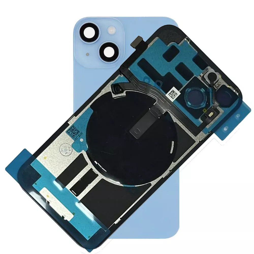 For iPhone 14 Rear Back Glass Battery Cover With NFC Flex, Frame & Magnets – Blue