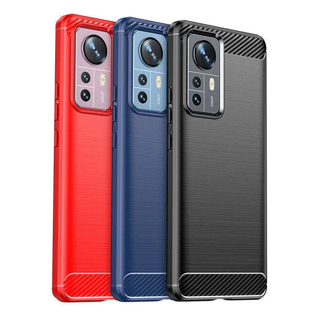 xiaomi12carbon.jpg Matte Shockproof TPU Gel Case With Carbon Fibre Effect For Xiaomi 12 Pro - Image 1