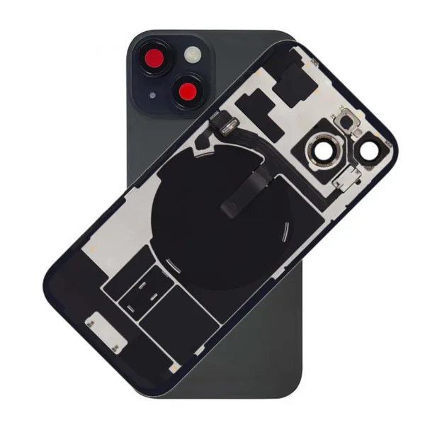 For iPhone 15 Rear Back Glass Battery Cover With NFC Flex, Frame & Magnets – Black