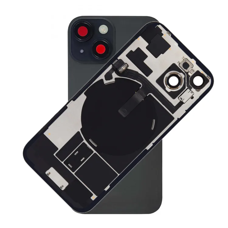 For iPhone 15 Rear Back Glass Battery Cover With NFC Flex, Frame & Magnets – Black