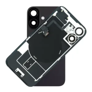 For iPhone 16 Plus Rear Back Glass Battery Cover With NFC Flex, Frame & Magnets – Black