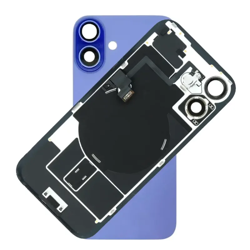 For iPhone 16 Plus Rear Back Glass Battery Cover With NFC Flex, Frame & Magnets – Blue