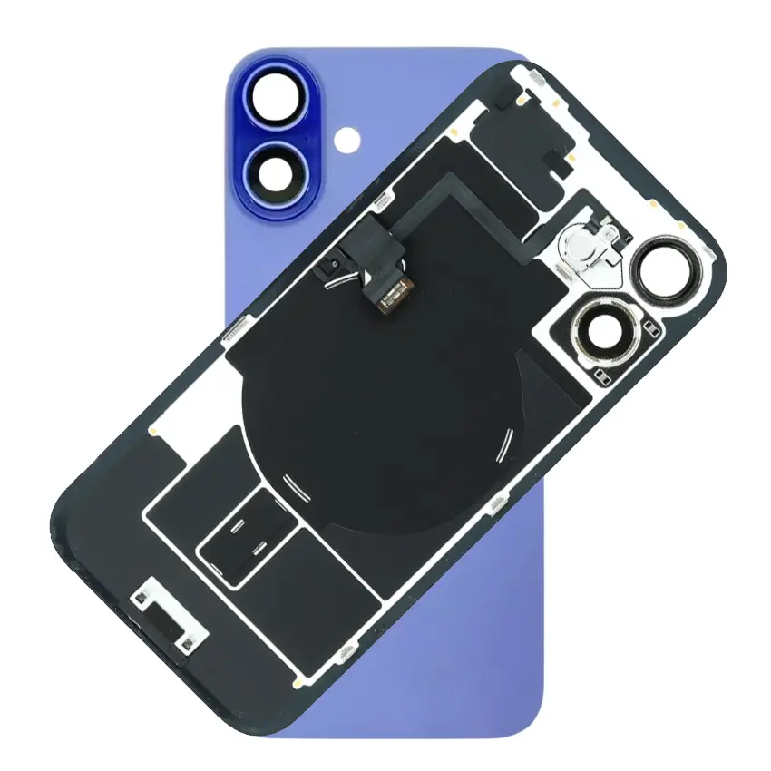 For iPhone 16 Plus Rear Back Glass Battery Cover With NFC Flex, Frame & Magnets – Blue For iPhone 16 Plus Rear Back Glass Battery Cover With NFC Flex, Frame & Magnets – Blue