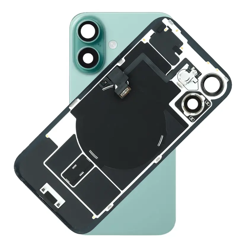 For iPhone 16 Plus Rear Back Glass Battery Cover With NFC Flex, Frame & Magnets – Teal For iPhone 16 Plus Rear Back Glass Battery Cover With NFC Flex, Frame & Magnets – Teal