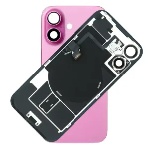 For iPhone 16 Plus Rear Back Glass Battery Cover With NFC Flex, Frame & Magnets – Pink