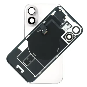 For iPhone 16 Plus Rear Back Glass Battery Cover With NFC Flex, Frame & Magnets – White