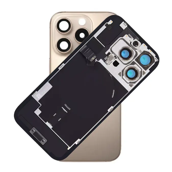For iPhone 16 Pro Max Rear Back Glass Battery Cover With NFC Flex, Frame & Magnets – Desert For iPhone 16 Pro Max Rear Back Glass Battery Cover With NFC Flex, Frame & Magnets – Desert