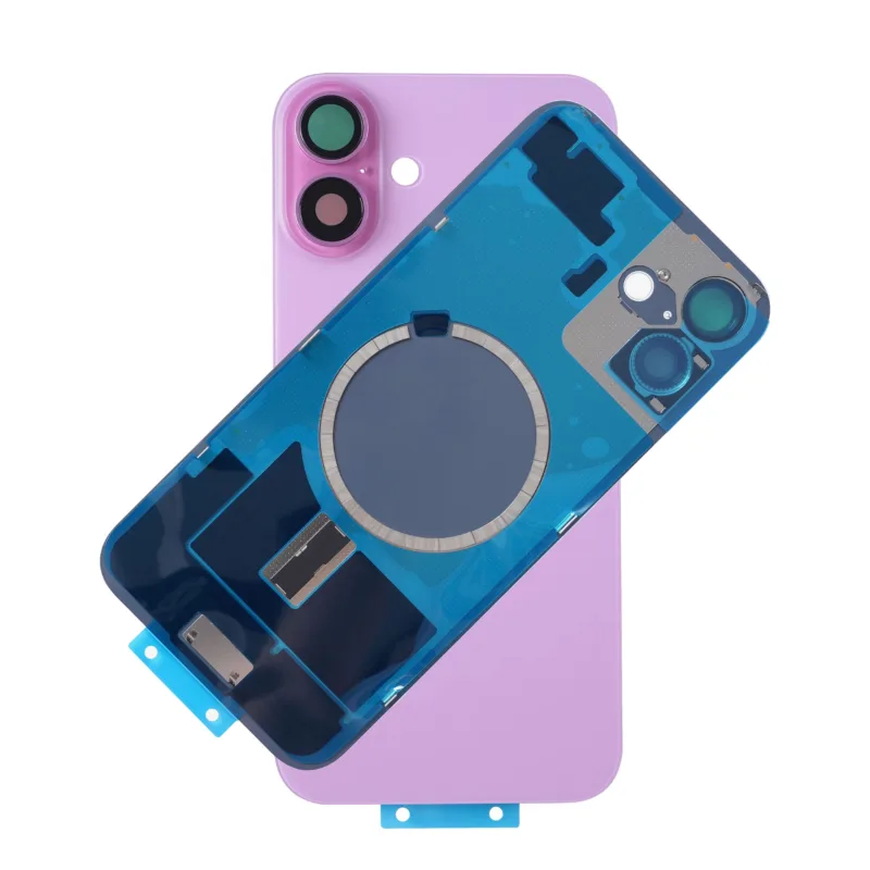 For iPhone 16 Rear Back Glass Battery Cover Frame & Magnets – Pink