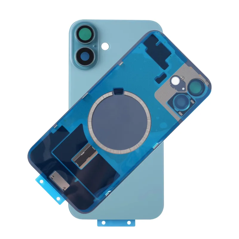 For iPhone 16 Rear Back Glass Battery Cover Frame & Magnets – Teal