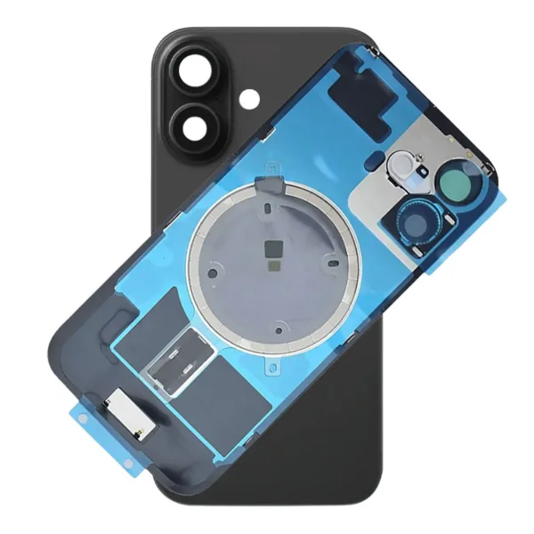 For iPhone 16 Rear Back Glass Battery Cover Frame & Magnets – Black