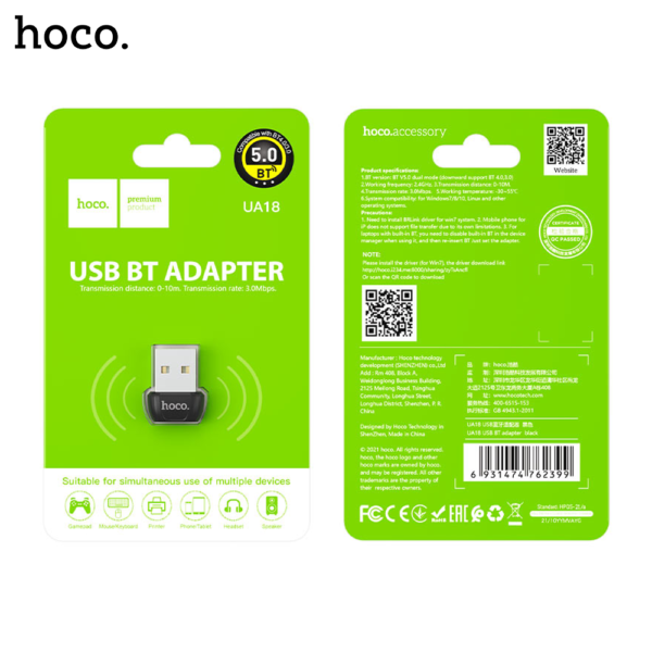 HOCO Bluetooth V5.0 USB Dongle / Adapter – Black