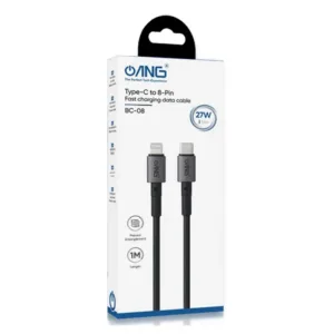 ANG Nylon Braided USB-C To Lignting 1M 27W USB Fast Charge / Sync Cable - Black