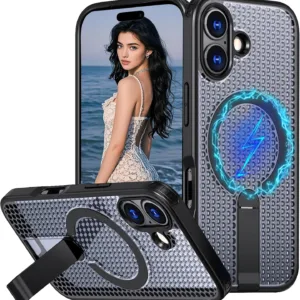 For All iPhone Models Heat Dissipation Shockproof Magsafe Case With Stand