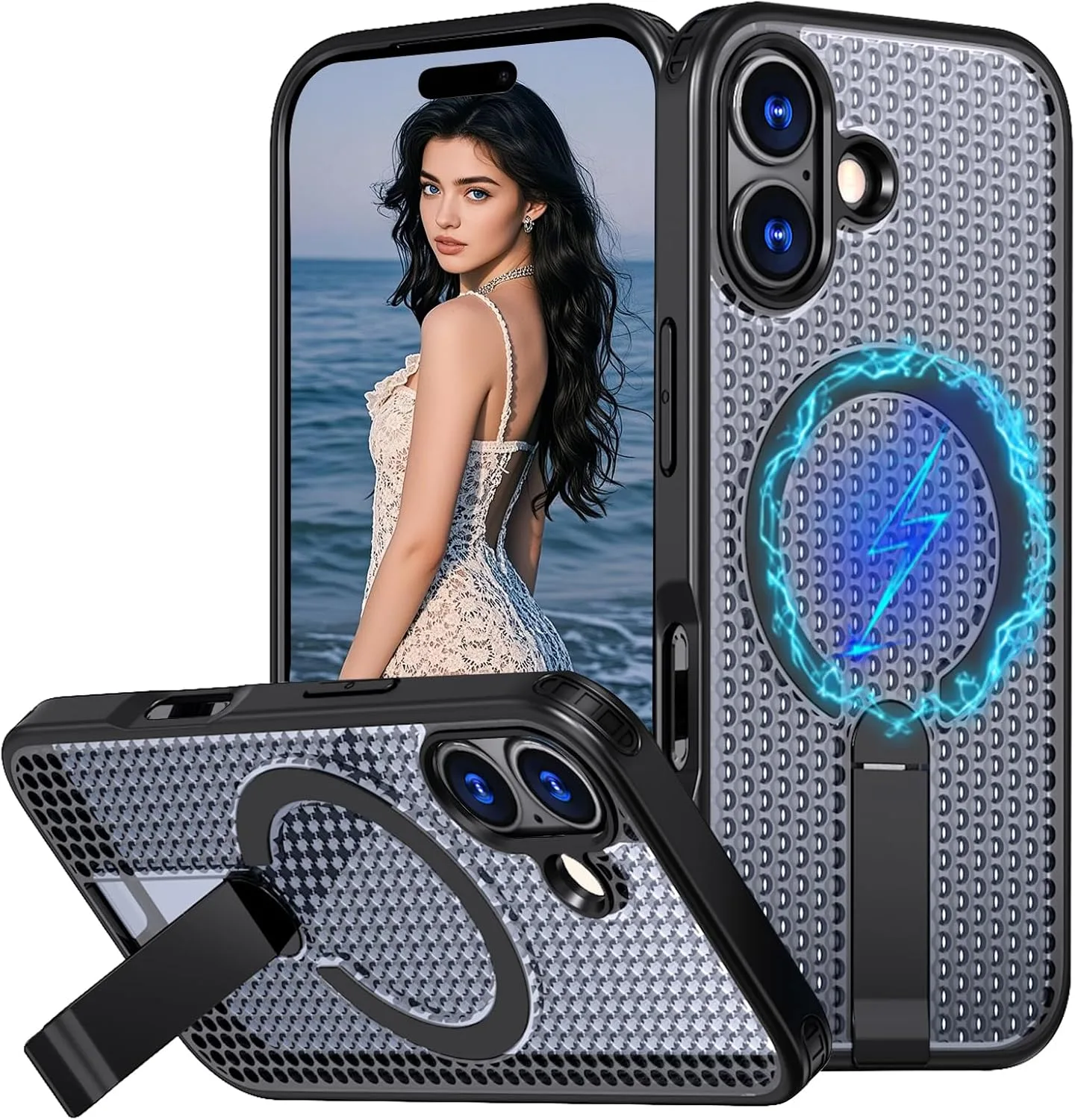 For All iPhone Models Heat Dissipation Shockproof Magsafe Case With Stand For All iPhone Models Heat Dissipation Shockproof Magsafe Case With Stand