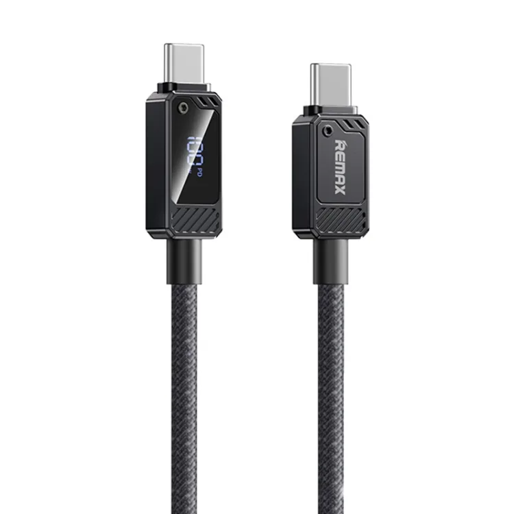 REMAX RC-C069 100W Zinc Alloy Braided USB-C Cable With Smart Digital Display