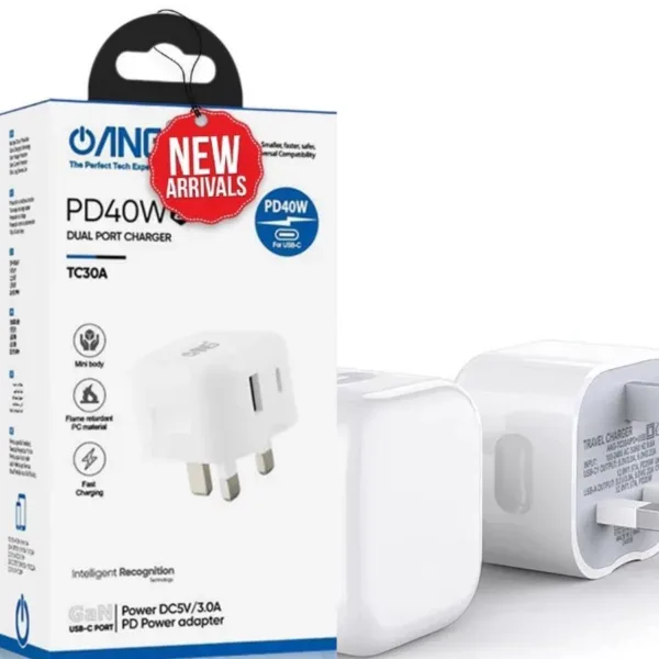 ANG Twin Port Type-C & USB PD QC3.0 40W Fast Charger
